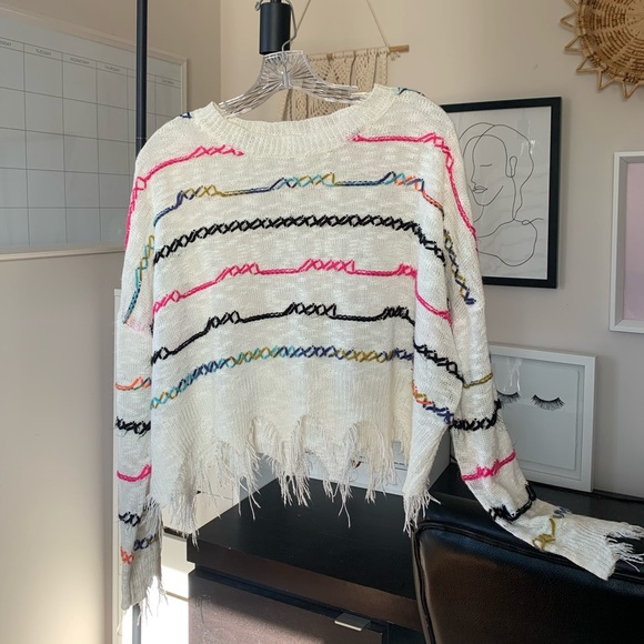 Embroidered Fringe Sweater - Picture 2 of 9